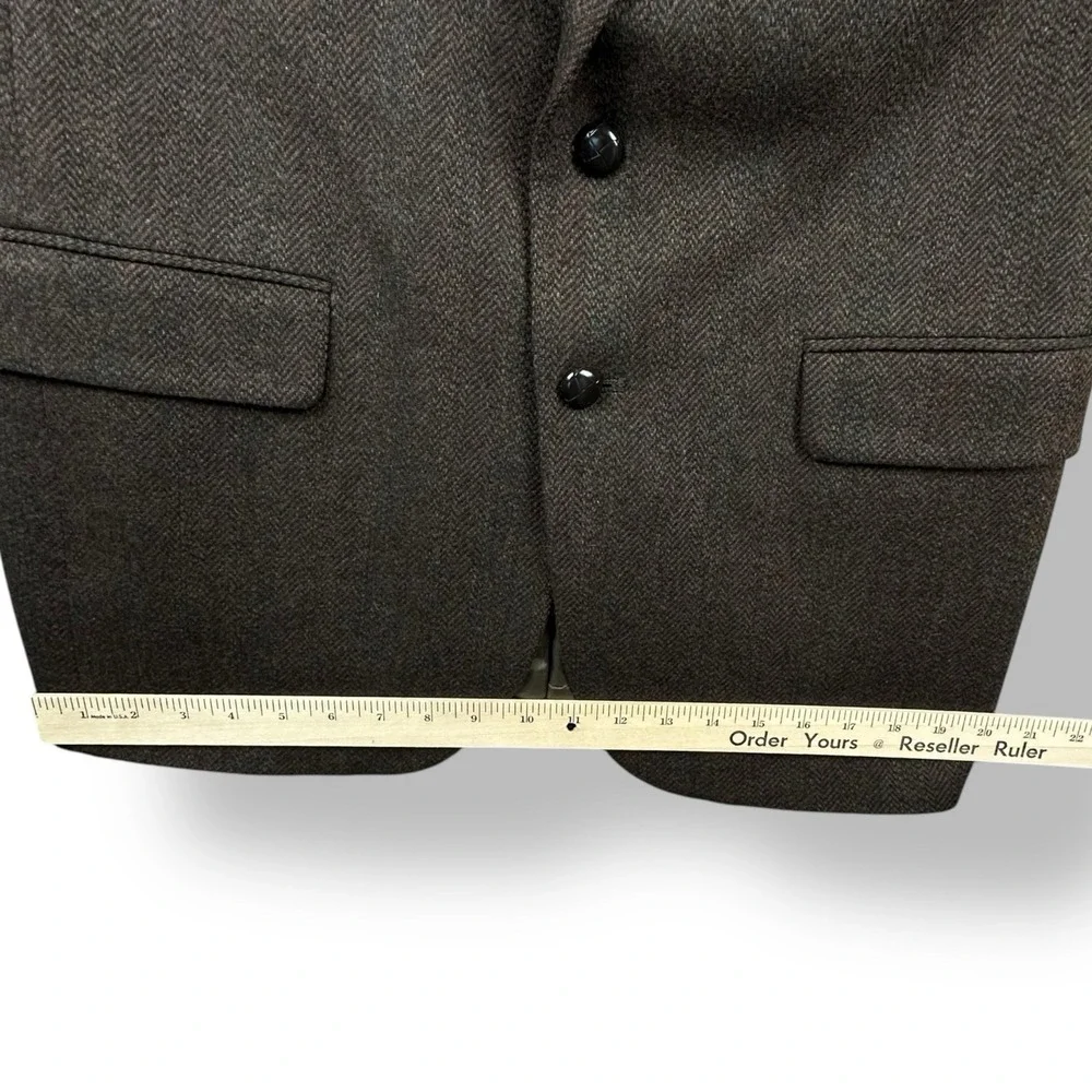 Vintage Woolrich 100% Wool‎ Tweed Herringbone Sport Coat Jacket Mens 41R Brown